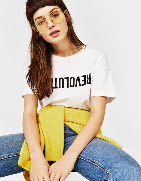 Cotton T-shirt with slogan
